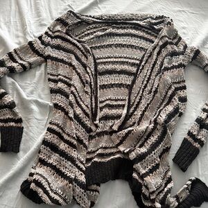 Striped Black and Cream Cardigan